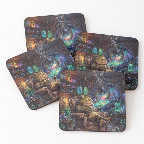 Item preview, The Wise Alien Frog and Astronaut Serving Tea in Cosmic Room designed and sold by Rain-Road.