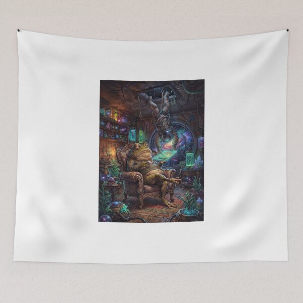 Item preview, The Wise Alien Frog and Astronaut Serving Tea in Cosmic Room designed and sold by Rain-Road.