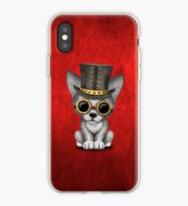 Steampunk Baby Wolf Cub on Red iPhone Case