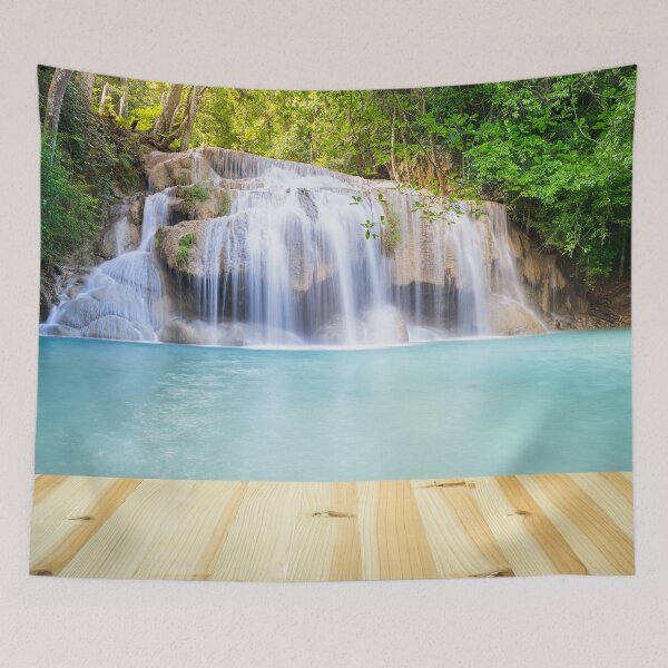 Item preview, Erawan Falls Turquoise Waterfall Wooden Terrace designed and sold by Luxxe87.