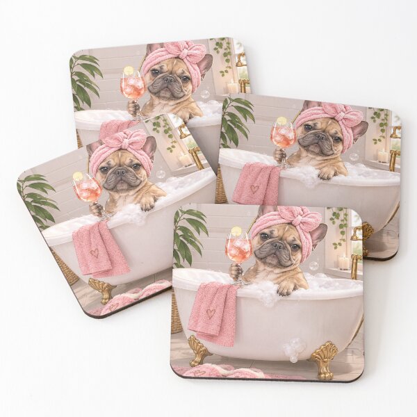 Item preview, French bulldog spa day cute bubble bath designed and sold by Designova10.