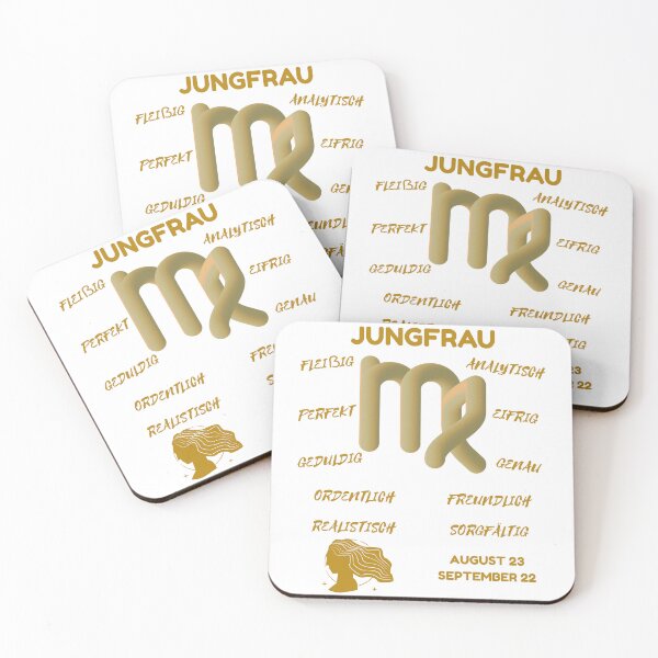 Item preview, Jungfrau Zodiac Sign Astrology Symbol Horoscope - Metallic Gold & White (German Version) designed and sold by ZODIARA.