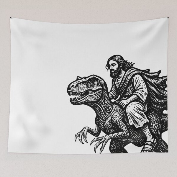 Item preview, Jesus on a Velociraptor designed and sold by K.THX.BYE.