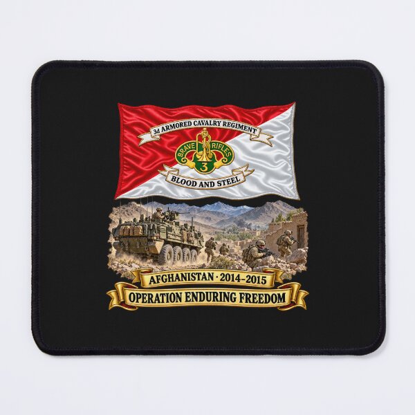 Item preview, 3rd ACR - Brave Rifles Cavalry - Regimental Colors with Afghanistan 2014-2015 - Operation Enduring Freedom - 3D - Transparent designed and sold by Military Insignia Products.