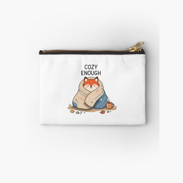 Aperçu de l'œuvre Cozy Enough | Cute Fox Cozy Blanket Coffee Quote créée et vendue par MrDev.