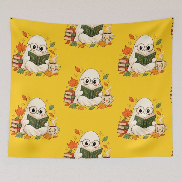 Artikelvorschau, Cute Ghost Reading Book Fall Halloween Design entworfen und verkauft von urmoments.