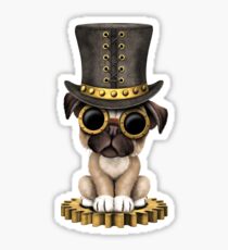 Pegatina Cute Steampunk Pug Puppy Dog