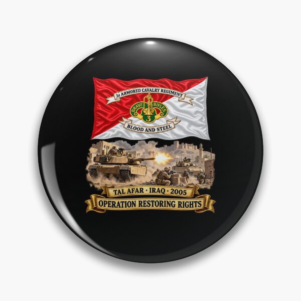 Item preview, 3rd ACR - Brave Rifles Cavalry - Regimental Colors with Tal Afar, Iraq 2005 - Operation Restoring Rights - 3D - Transparent designed and sold by Military Insignia Products.