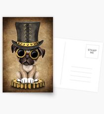 Cute Steampunk Pug Puppy Dog Postcards