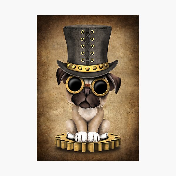 Item preview, Cute Steampunk Pug Puppy Dog designed and sold by JeffBartels.