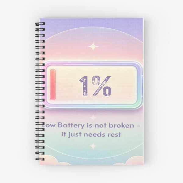 Item preview, 1% low battery mental health wellness pastel art designed and sold by Bywithrose instant studio.
