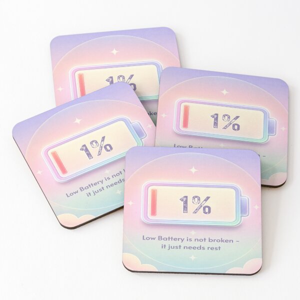 Item preview, 1% low battery mental health wellness pastel art designed and sold by Bywithrose instant studio.