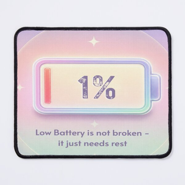 Item preview, 1% low battery mental health wellness pastel art designed and sold by Bywithrose instant studio.