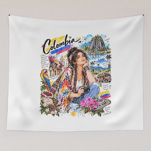 Item preview, Colombia Travel and Culture Illustration designed and sold by EdwinkOne.