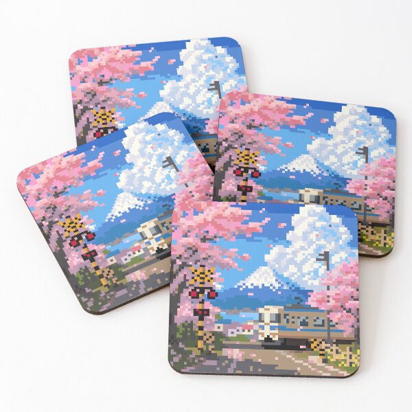 Item preview, Japan, Where Fuji Meets the Sky WORLD TRAVEL PIXEL ART designed and sold by travelgorgor.