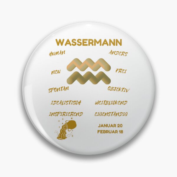 Item preview, Wassermann Zodiac Sign Astrology Symbol Horoscope - Metallic Gold & White (German Version) designed and sold by ZODIARA.