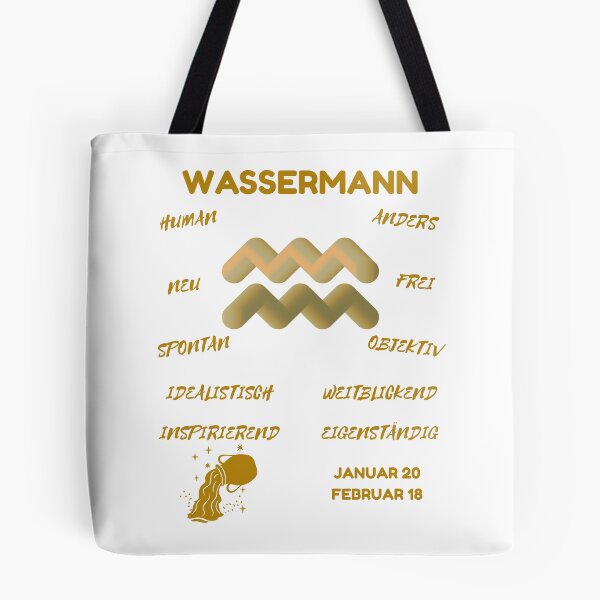 Item preview, Wassermann Zodiac Sign Astrology Symbol Horoscope - Metallic Gold & White (German Version) designed and sold by ZODIARA.