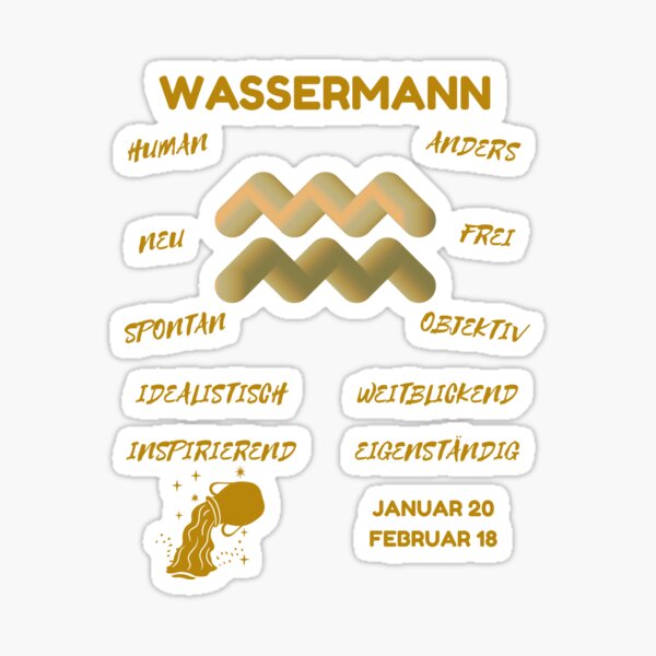 Item preview, Wassermann Zodiac Sign Astrology Symbol Horoscope - Metallic Gold & White (German Version) designed and sold by ZODIARA.