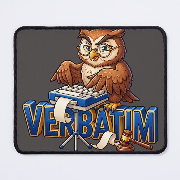 Item preview, Court Reporter Owl Verbatim - Funny Stenographer Gift designed and sold by Golden Touch Prints.