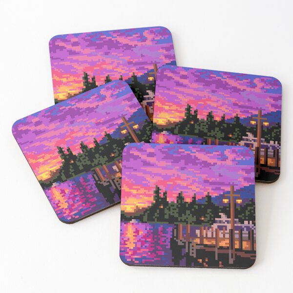 Item preview, Queenstown, Where Twilight Meets the Lake WORLD TRAVEL PIXEL ART designed and sold by travelgorgor.