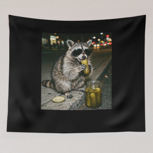 Item preview, Raccoon Eating Pickles Funny Meme designed and sold by nosu-art-pod.