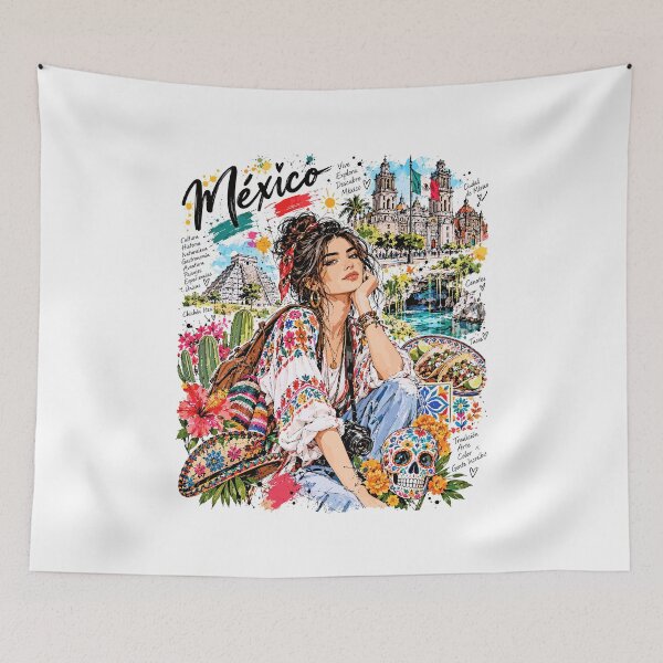 Item preview, Mexico Travel and Culture Illustration designed and sold by EdwinkOne.