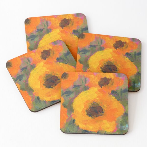 Item preview, Happy Flowers six acrylic paintings designed and sold by KarenKaspar.