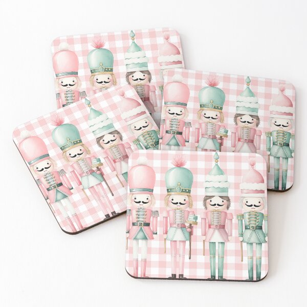 Item preview, Pink Gingham Watercolor Nutcracker Soldiers designed and sold by Feeling Artsy.