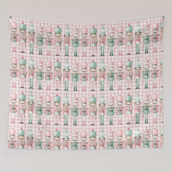 Item preview, Pink Gingham Watercolor Nutcracker Soldiers designed and sold by Feeling Artsy.