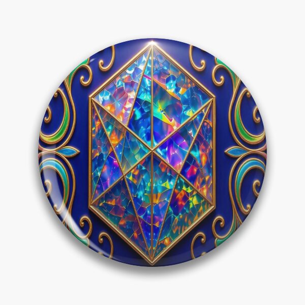 Item preview, Iridescent Opal Crystal Aesthetic - Sacred Geometry Gold Jewel designed and sold by Breezes-of-Ida.