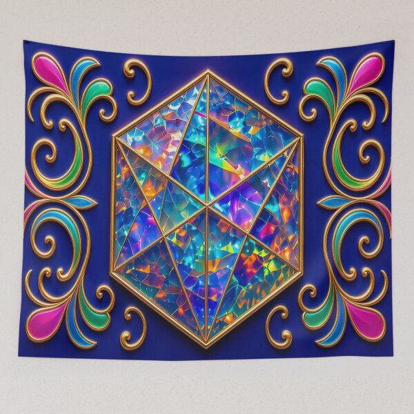 Item preview, Iridescent Opal Crystal Aesthetic - Sacred Geometry Gold Jewel designed and sold by Breezes-of-Ida.