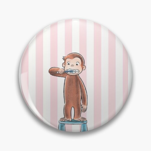 Item preview, Curious George Brushing Teeth Digital Artwork designed and sold by rainyclouddiary.