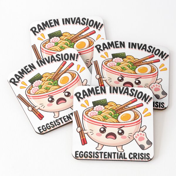 Item preview, Ramen Invasion Eggsistential crisis funny food quote designed and sold by Afnan Store.