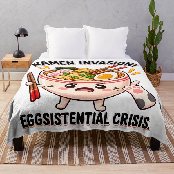 Item preview, Ramen Invasion Eggsistential crisis funny food quote designed and sold by Afnan Store.