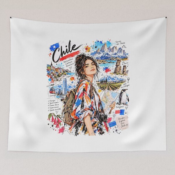 Item preview, Chile Travel and Nature Illustration designed and sold by EdwinkOne.