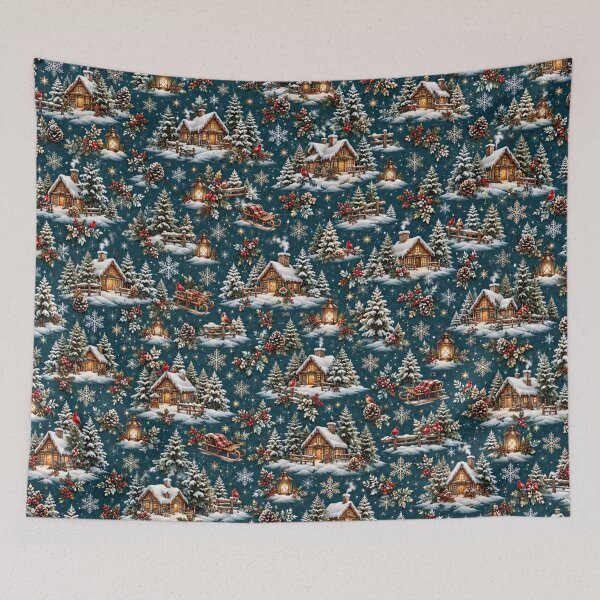 Item preview, Cozy Christmas Cabins – Snowy Winter Cottage Pattern designed and sold by HO•Designs.