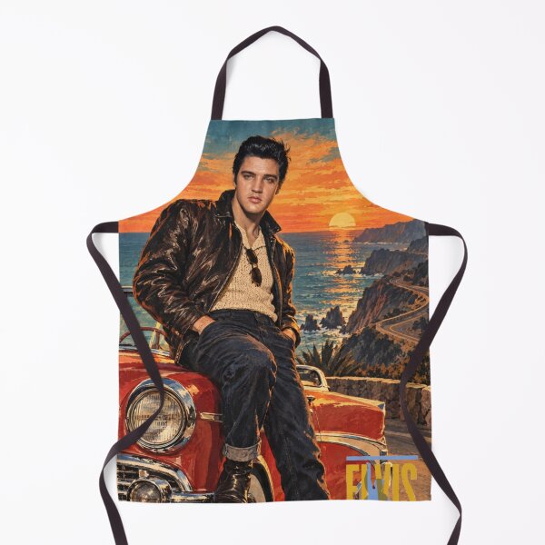 Item preview, Elvis Presley Coastal Drive – Vintage ’50s Red Car Poster designed and sold by ElvisVintagePosters.