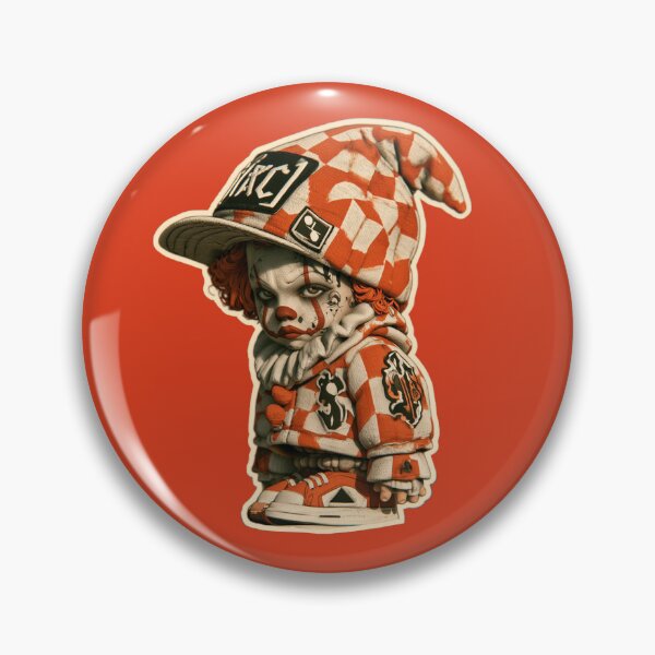 Item preview, Creepy Cute Clown Streetwear Sticker – Orange Checkered Jester designed and sold by Audra-studio.