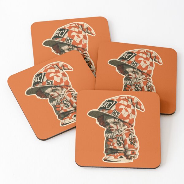 Item preview, Pegatina de estilo urbano de payaso adorable y espeluznante – Bufón a cuadros naranja designed and sold by Audra-studio.