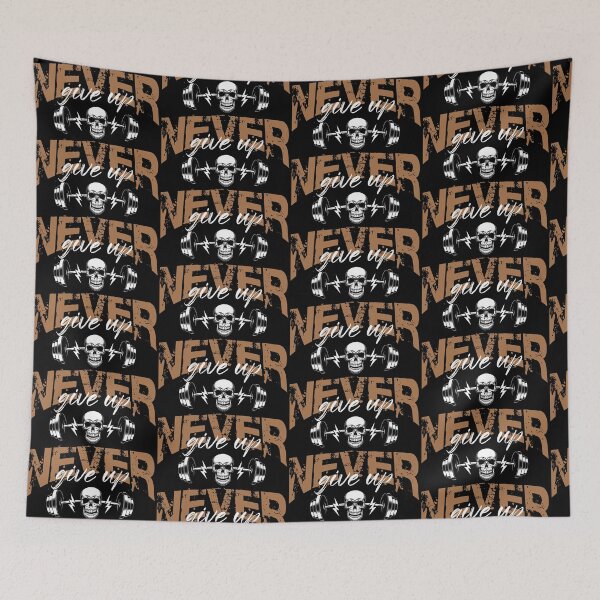 Item preview, Never Give Up Skull Barbell Gym Motivation designed and sold by Minem39.