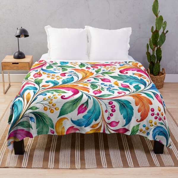 Artikelvorschau, Rainbow Botanical Swirls – Colorful Floral Scarf Print entworfen und verkauft von symbolic Tees.