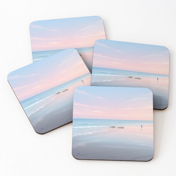 Item preview, Serene beach landscape at sunrise with soft pastel sky designed and sold by homydesign.