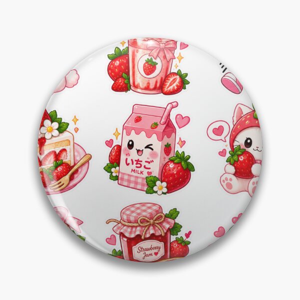 Item preview, Cute Strawberry Sticker Pack – Kawaii Strawberry Fruit Berry Illustrations designed and sold by Qamar  Osman 91.