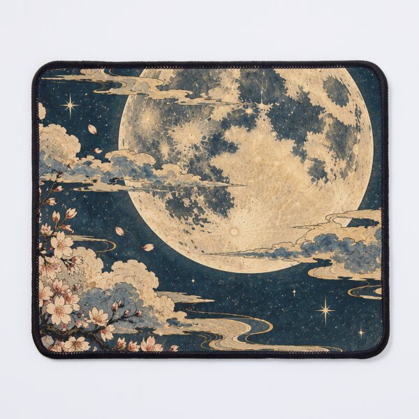 Item preview, Traditional Japanese Night Scene with Full Moon and Clouds designed and sold by MissYouONLY.