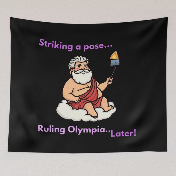 Item preview, Funny Zeus Greek God Procrastination Selfie Cartoon designed and sold by LazyDayzCo.