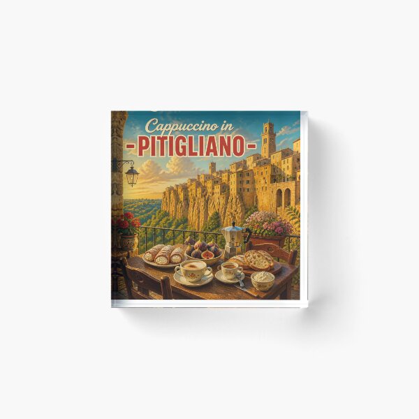 Item preview, Cappuccino in Pitigliano Italy – Vintage Travel Poster designed and sold by LSVart.