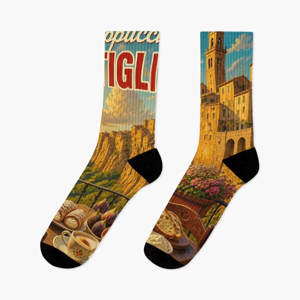 Item preview, Cappuccino in Pitigliano Italy – Vintage Travel Poster designed and sold by LSVart.