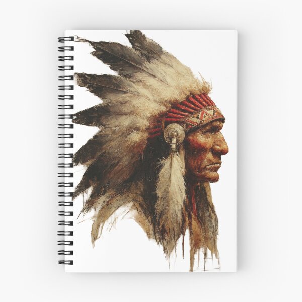 Item preview, Native American Chief Portrait – Majestic Feather Headdress Warrior Art designed and sold by Tribal Spirits Art T-Shirt Store.