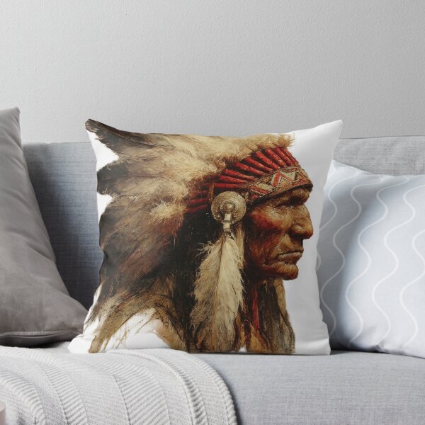 Item preview, Retrato de un jefe nativo americano: arte guerrero con majestuoso tocado de plumas. designed and sold by Tribal Spirits Art T-Shirt Store.