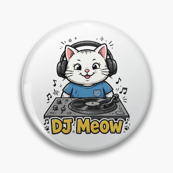 Item preview, DJ artist cat DJ Meow with music elemets designed and sold by Raju-Creative.